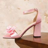 Bonnyshow  Design Style Butterfly-kont Buckle Strap Women Sandals Fashion Summer Square High Heels Banquet Wedding Shoes