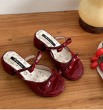 Bonnyshow  Designer Summer Thick Heel Women Slippers Fashion Butterfly-knot Ladies Outdoor Dress Slides Sandalias