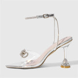 Bonnyshow  Sexy PVC Transparent Butterfly-knot Women Sandals Design Style Crystal Buckle Strap High Heels Banquet Prom Shoes