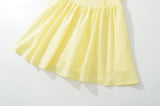 Bonnyshow  Hollow Out Embroidery Yellow Tank Dress Women V Neck Sleeveless A-line Mini Summer Dresses Holiday Party Robe