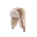 Bonnyshow Fluffy Fur Bomber Hat for Women Men Winter Thick Warm Plush Ushanka Cap Outdoor Windproof Ski Cycling Caps with Earmuff