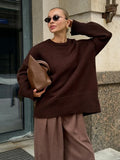 Bonnyshow Solid Color Basic Knitted Sweate Women's  Autumn Winter Thicken Fashion Casual Sweate Oversized Warm Female Pullover