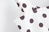 Bonnyshow  Elegant Women Polka Dot Short Dress Sleeveless Sweetheart Neck Pleated Hem A-line Dresses Summer Lady Chic Party Vestidos