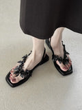 Bonnyshow  Bow Flats Women Clip Toe Sandals Brand Designer Shoes Woman Fashion Slides Summer New Elegant Casual Flip Flops Zapatos Mujer
