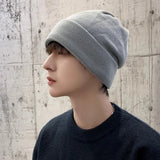 Bonnyshow Winter Knitted Hat Women Men Solid Color Warm Beanie Cap Female Autumn Crochet Woolen Hats Korean Unisex Skullcap