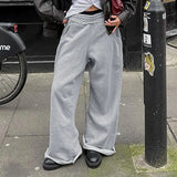 Bonnyshow Baggy Women Grey Sweatpants Oversized Korean Fashion Jogger Basic Pants Men Hip Hop Streetwear Casual Harajuku Trousers