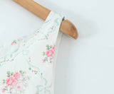 Bonnyshow  Summer 2025 Floral Print Boho Dress Women Front Lace Up Bow O Neck A-line Midi Tank Dresses Elegant Lady Vacation Party Robe
