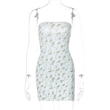 Bonnyshow  Women'S Fresh And Sweet Style New Sexy Wrapped Chest, Hip, And Back Versatile Floral Dress, One Piece Hair Replacement