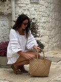 Bonnyshow  Cotton Lined Women 's Shorts Suit Solid Square Collar Full Sleeve Shirts Elastic Waist Short Pants Female Sets Summer Beachwears