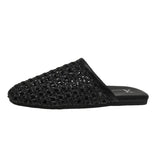 Bonnyshow  Weave Flats Mules Shoes Women Casual Sandals Summer Slippers Slingback 2025 Fashion Beach Slides New Trend Mujer De Sandalias