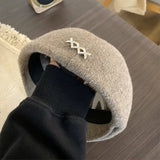 Bonnyshow Korean Woolen Berets for Women British Vintage Metal Label Girls Newsboy Cap Autumn Winter Warm Tweed Painter Caps