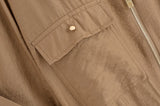 Bonnyshow  Women Adjustable Drawstring Waist Safari Shirt Short Sleeve Lapel Collar With   Pockets Loose Blouse Streetwear Lady Shirts