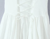 Bonnyshow  Sexy Spaghetti Straps Elegant White Dress Women Lace Up Bandage Back V Neck A-line Evening Party Dresses Midi Robe