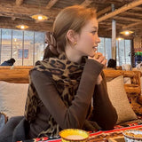 Bonnyshow Leopard Scarf Y2k Vintage American Hottie Silk Scarf Shawl Women's Scarf Beach Shawl Sunburn Prevention Coldproof  Accessories