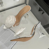 Bonnyshow  PVC Transparent Women Slippers Pumps Designer Wedding Party Pointed Toe High Heels Sandals Spring Ladies Shoes