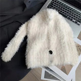 Bonnyshow Y2K Rabbit Ears Plush Hat for Women Winter Warm Fluffy Fur Balaclava Cap Solid Color Lady Girls Ear Protection Beanie Caps 바라클라바