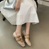 Bonnyshow  Summer Designer Mesh Women Ballet Shoes Fashion Butterfly-Knot Shoes SQUARE BUCKLE Beach Roman Sandals
