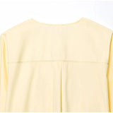 Bonnyshow  Chic Hollow Out Pleated Blouses Women Loose Fit Long Flare Sleeve Chiffon Shirts 2025 V-neck Lace Up Street Fashion Comfort Tops