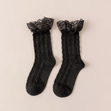 Bonnyshow Lolita Ruffle Socks for Women Japanese Sweet Bow Girls Princess Sock Cute Summer Black White Harajuku Socks