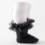 Bonnyshow Autumn Winter Baby Girls Socks Toddlers Children Knee High Socks Soft Cotton Puffy Mesh Lace Flower Kids Sock Tube Calcetines
