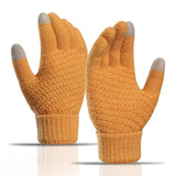 Bonnyshow Women Men Warm Winter Touch Screen Gloves Stretch Classical Knit Mittens Wool Full Finger Outdoor Cycling Driving Glove