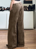 Bonnyshow  Basic Aesthetic Casual Slim Denim Pants Low Waisted Fashion Y2K Jeans Streetwear Button Pockets Cotton Bottoms