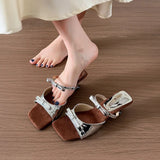 Bonnyshow  Summer Women's Shaped Slippers with Fashion Square Toe Dress Shoes Bow Pump Buckle Cute Women's Sandals 2025 Designer Flip-flops