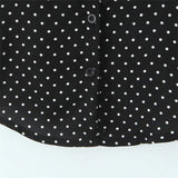 Bonnyshow  women's retro slim fit lapel with bubble sleeves and polka dot print waist cinching summer new shirt