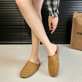 Bonnyshow  Weave Flats Mules Shoes Women Casual Sandals Summer Slippers Slingback 2025 Fashion Beach Slides New Trend Mujer De Sandalias