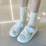 Bonnyshow Punk Broken Hole Socks Harajuku Cotton Middle Tube Sock for Women Girls Gothic Knitted Street Stocking Calcetines