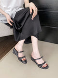 Bonnyshow  Comfort Soft Sole Wedge Slipper Women Elegant Bow Polka Dot Design Brand Slide Sandal Fashion Narrow Band Dress Zapatos De Mujer