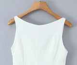Bonnyshow  Floral Embroidery White Mini Sleeveless Dress Women Sexy V Neck Low Waist A-line Party Dresses Summer Robe 2025