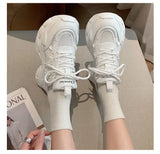 Bonnyshow  Spring Autumn New Women's Mesh Shoes Breathable thick soled non slip footwear Fashion white sneakers casual comfort ladies shoes