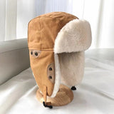 Bonnyshow Fluffy Fur Bomber Hat for Women Men Winter Thick Warm Plush Ushanka Cap Outdoor Windproof Ski Cycling Caps with Earmuff