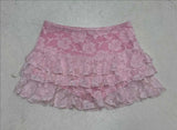 Bonnyshow  Lace Sheer A-Line Ruffle Mini Skirt Set For Women Halter Tie Backless Tank Top Short Skirt Sexy Vacation Two-Piece Outfit