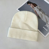 Bonnyshow Winter Knitted Hat Women Men Solid Color Warm Beanie Cap Female Autumn Crochet Woolen Hats Korean Unisex Skullcap