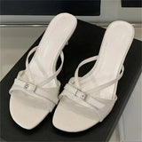 Bonnyshow  Summer Open Toe Women Slippers Fashion Casual Tnin Heels Narrow Band Elegant Shoes Zapatos De Mujer