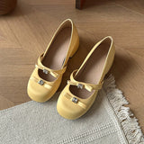 Bonnyshow  Thick Heel Women's Mary Jane Shoes Fashion Butterfly-knot Slip On Shoes Spring Autumn Party Candy Color Shoes