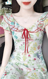 Bonnyshow  Summer Floral Dress Women Dresses Print Flowers Lace-up Female Long Dress Female Clothing