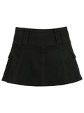 Bonnyshow White A Line Y2K Denim Shorts Skirts Womens Black Side Pocket Casual Cargo Jean Skirt Simple Preppy Golf Tennis Outfits