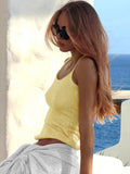 Bonnyshow  Summer Sparkly Sequin Camisole Top For Women Sexy Slightly Transparent Knit Vest Sleeveless Vacation Lady Tank Tops K31