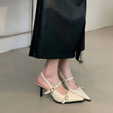 Bonnyshow  Sexy Buckle Strap Sandals Woman Pointed Toe Thin High Heels Slingbacks Fashion Party Prom Dress Ladies Shoes Zapatillas De Mujer