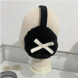 Bonnyshow Women Bow Knot EarMuffs Kawaii Heart Fluffy Ear Muffs Cold Protection Women Ear Cover Thickened Plush Japanese JK Girls Earplugs