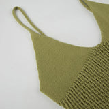 Bonnyshow  Green Pleated Hem Knit Mini Dress Sexy See Through Strap Bodycon Dresses Concert Outfits For Women Summer Vocation Robe