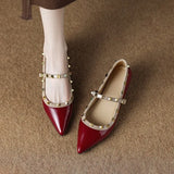 Bonnyshow  Pointed Toe Mary Janes Cover Heels Women Single Shoes Summer Fashion Female Pumps Rivet Buckle Strap Zapatos Mujer