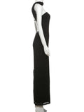 Bonnyshow  Sexy Halter Backless Dress Women Summer Elegant Strapless Sleeveless Double-Deck Pleated Midnight Club Party Bodycon