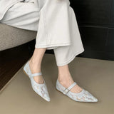 Bonnyshow  Sexy Pointed Toe Embroidery Flat Sandals for Women Breathable Mesh Belt Buckle Brand Designer Shoes Fashion Comfort Casual Shoe