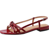 Bonnyshow  Summer Gladiator Women Sandals Casual Open Toe Red Patent Leather Shoes Ladies Elegant Flats Sandalias
