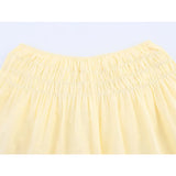 Bonnyshow  New 2025 Elastic High Waist Embroidered Shorts Women Yellow Holiday Casual Summer pantalones cortos