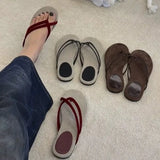 Bonnyshow  Weave Flip Flops Women Slippers Summer Beach Casual Flats Sandals Female Elegant Soft Comfortable Slides Ladies Shoes New 2025